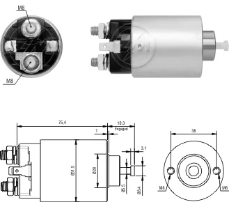 Втягуюче релє стартера ZM ZM6698 (Сліди встановлення)